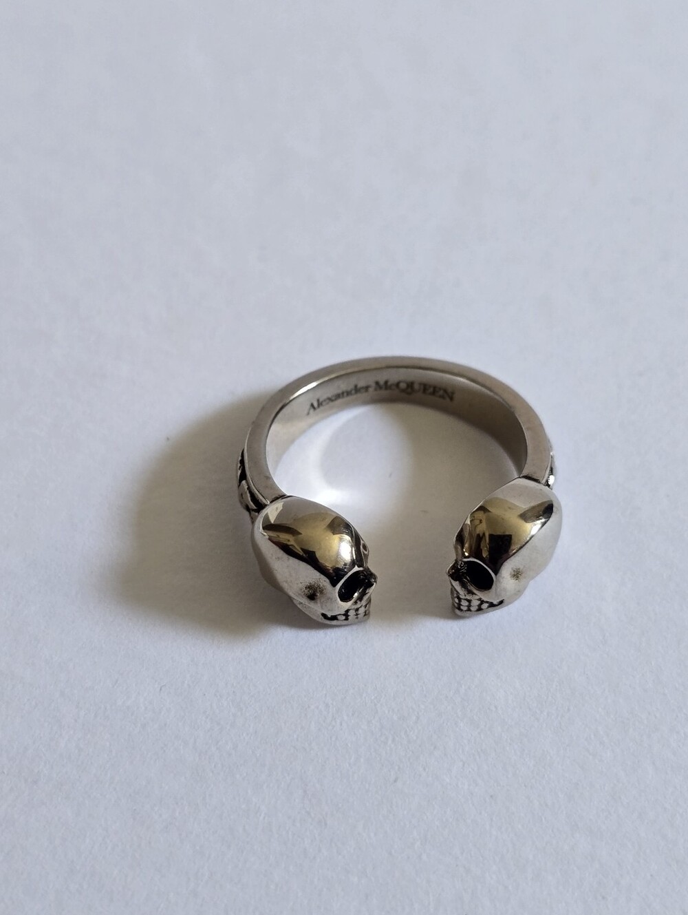 Alexander McQueen Double Skull Ring Silver Size IT 17 - Picture 6 of 9